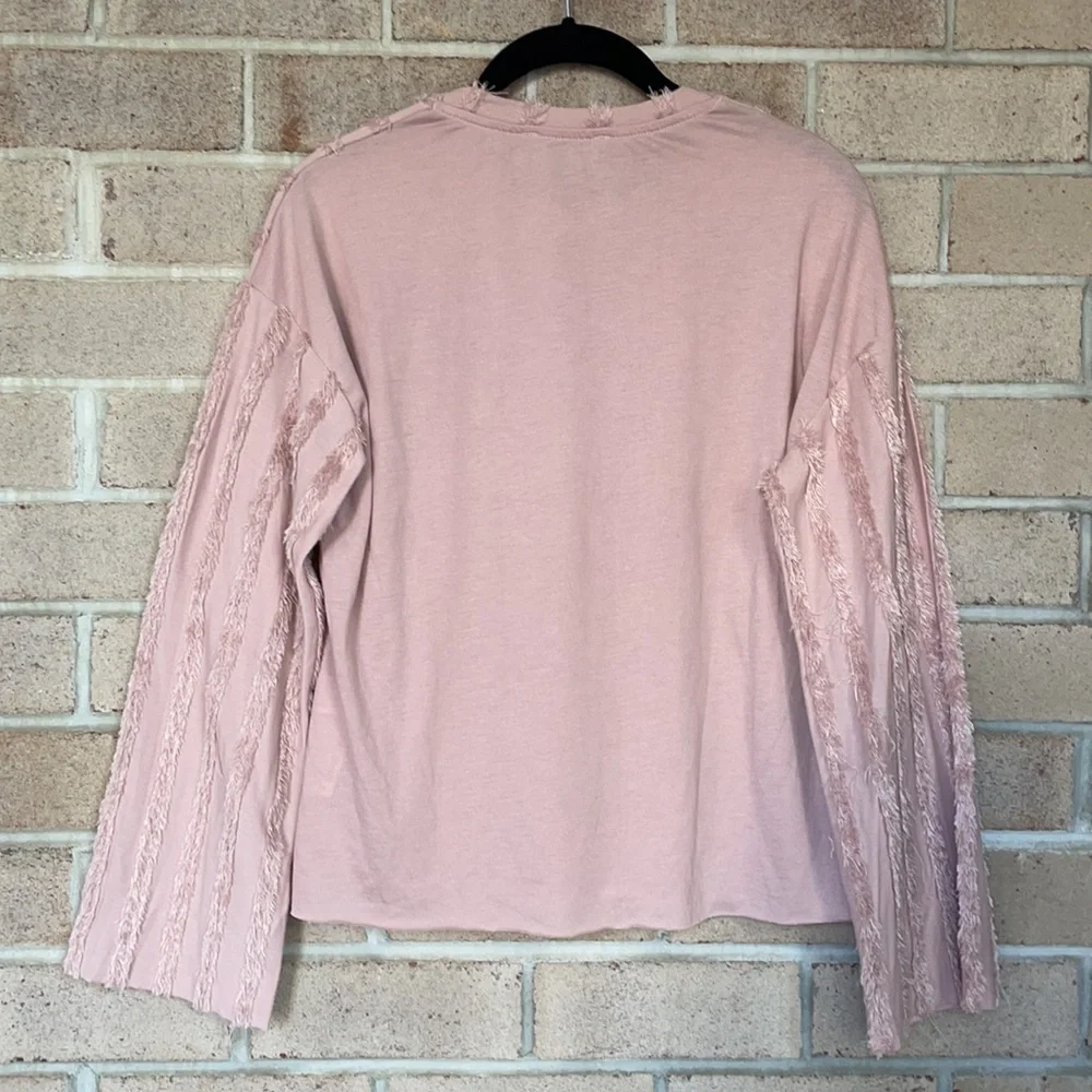 Zara Faux Fur Striped Bell Sleeve Top